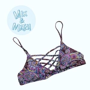 Paisley Purple NWOT Crossover Front Vneck Bikini Top